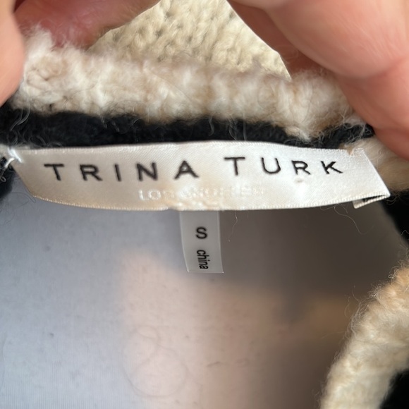 Trina Turk Irish Coffee 2 Alpaca Blend Zebra Stripe Sweater - Picture 7 of 8